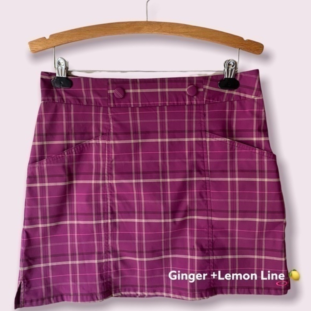 OAKLEY Purple Plaid Golf Skort Sz 10